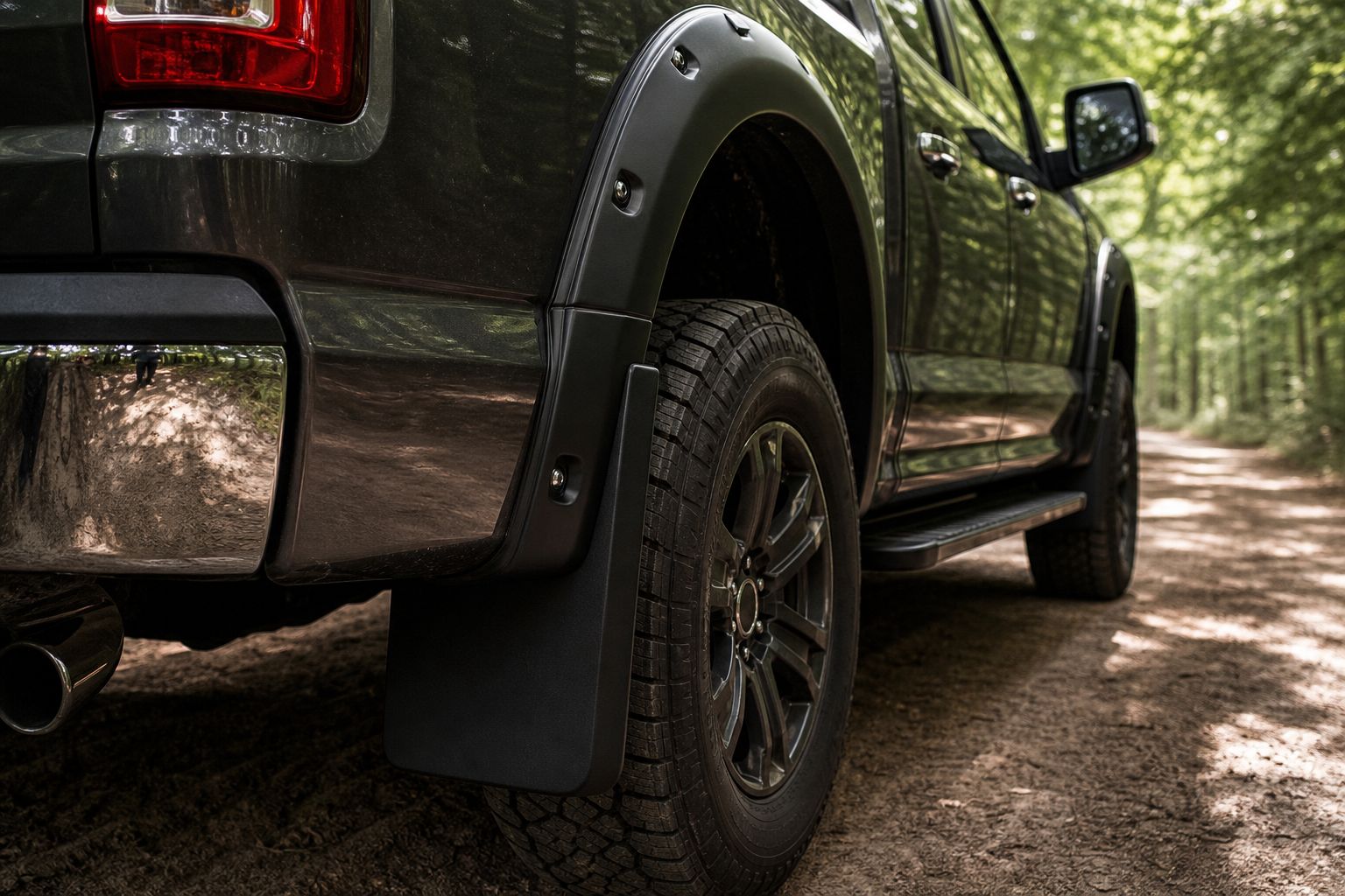 Close Up Truck with Mud Flaps and Fender Flares
